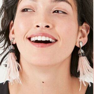 Stella & Dot Verona Pale Pink Ostrich Feather Earrings - Lightweight